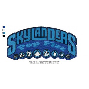 Logo Pop Fizz Skylander Embroidery Design